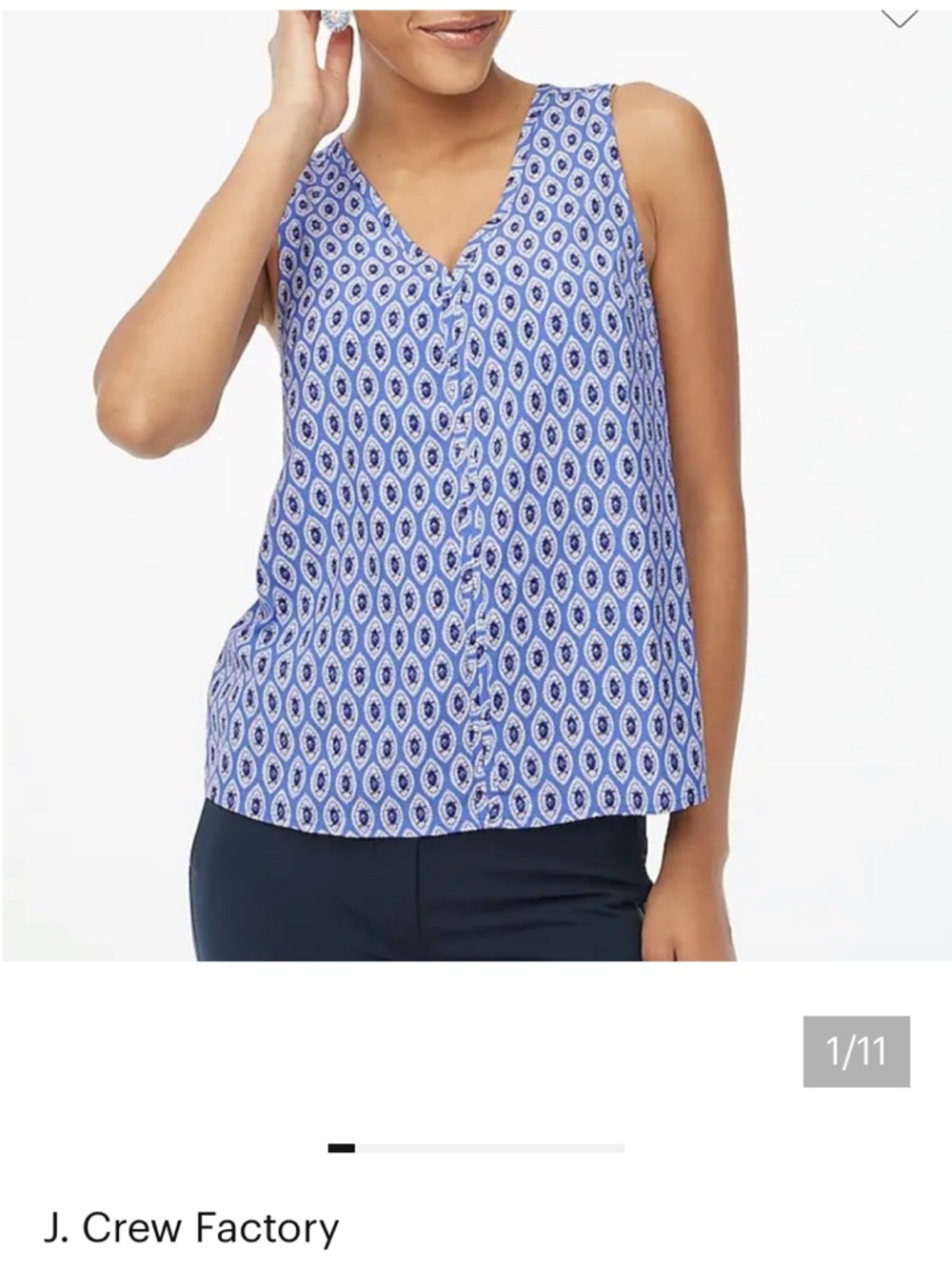 J. Crew V-Neck Sleeveless Blouse - L - NWOT
